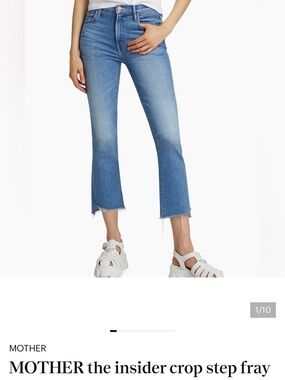 MOTHER Insider Crop Step-Fray Jeans in Light Blue